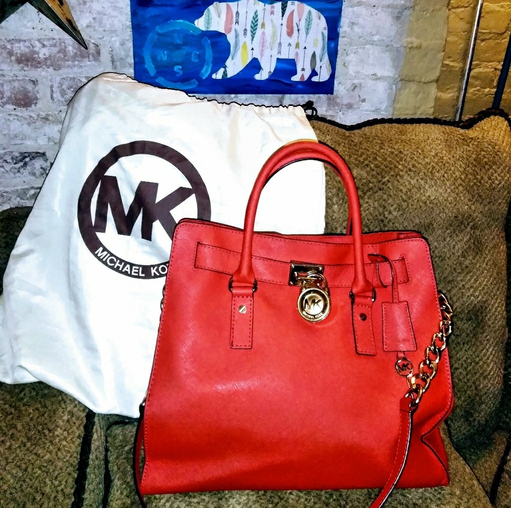 Michael Kors Hamilton Genuine Leather EW Satch